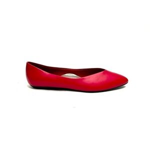 Vintage 1990s deadstock red vegan leather slip on flats